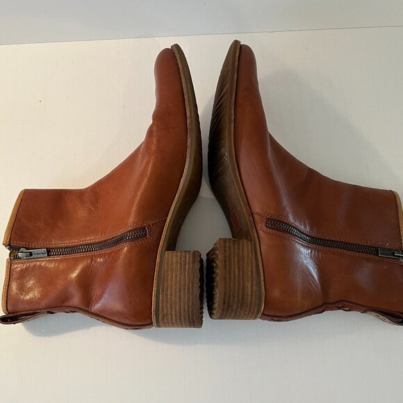 Timberland Brown Leather Ankle Boots Zip Closure Block Heels ~ Women's Size 10W - Picture 15 of 15